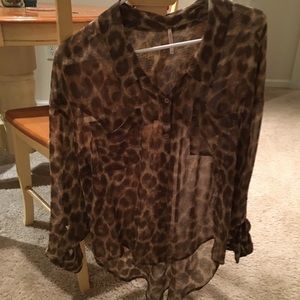Free people cheetah print button down